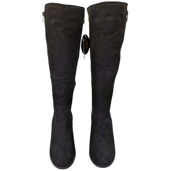 Style and Co. Wynterr Wedge Heel Microsuede Black Zipper Tall Dress Boot Size 7 - Picture 3 of 9